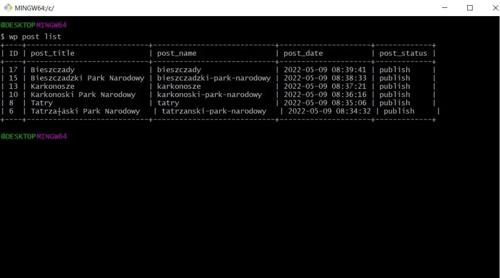 Găzduire WordPress - captură de ecran cu WP-CLI, WordPress Command Line Interface