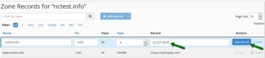 înregistrări Shopify test