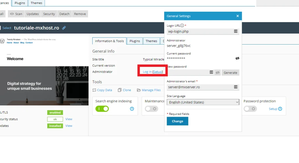 Setup Log In WP