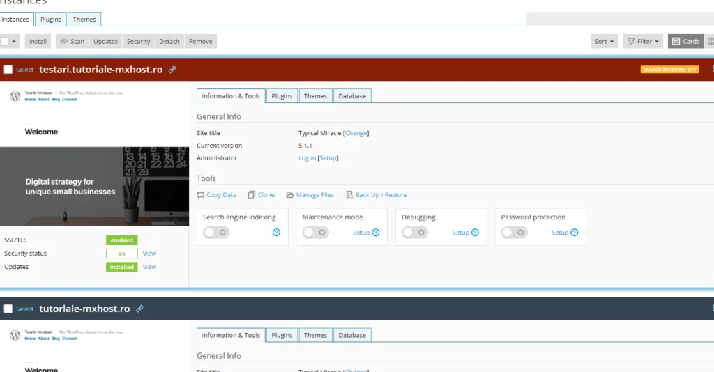 Clonare WordPress finalizată