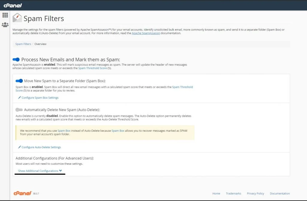 Blacklist / whitelist - Spam Filters