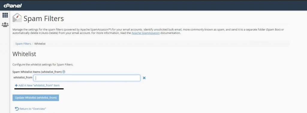 Spam whitelist from